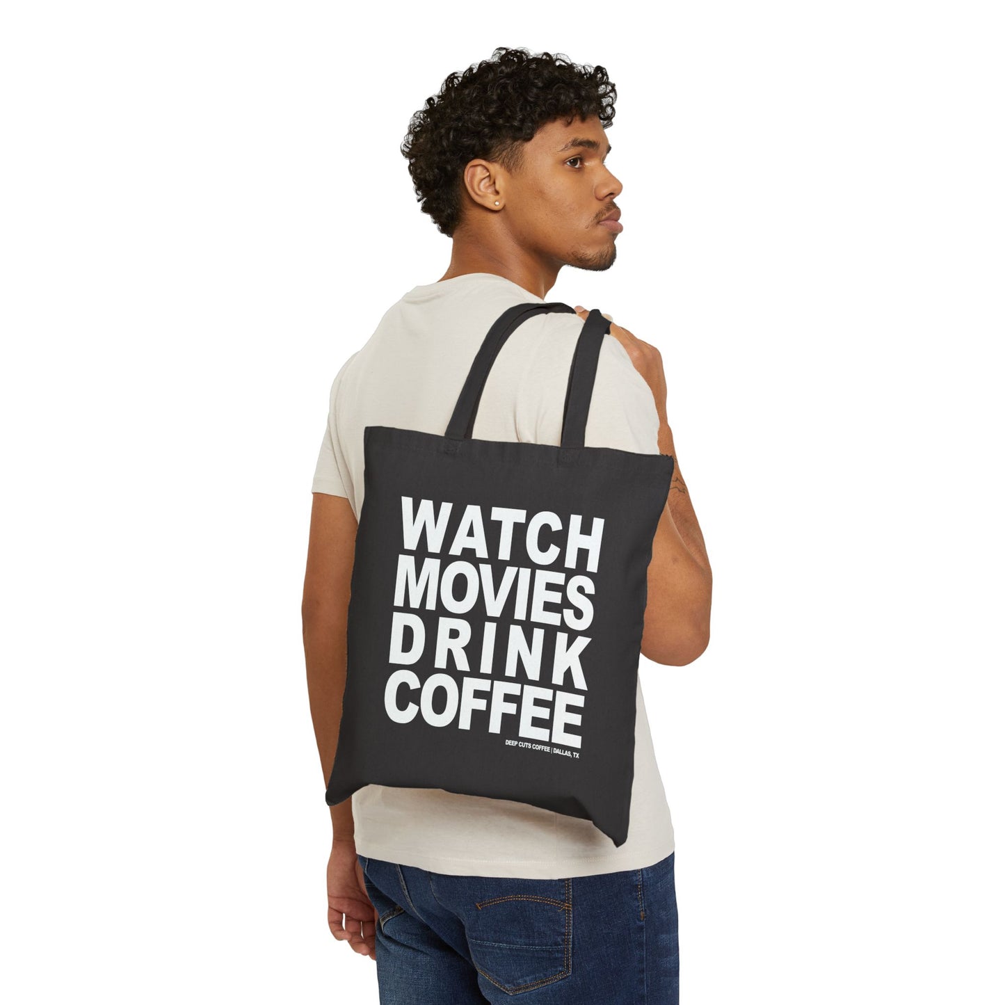 Tote Bag — "Watch Movies Drink Coffee" Canvas Shopper
