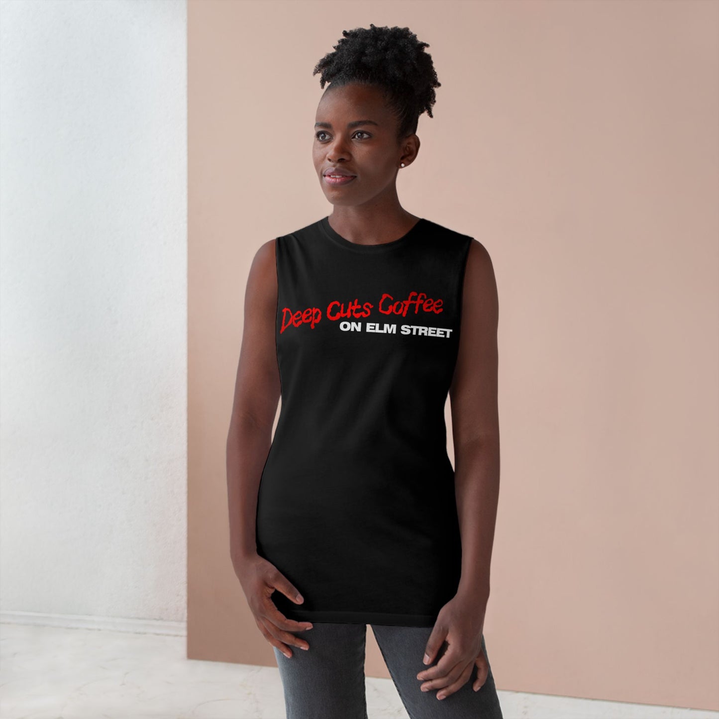 Deep Cuts Coffee on Elm Street Unisex Tank Top