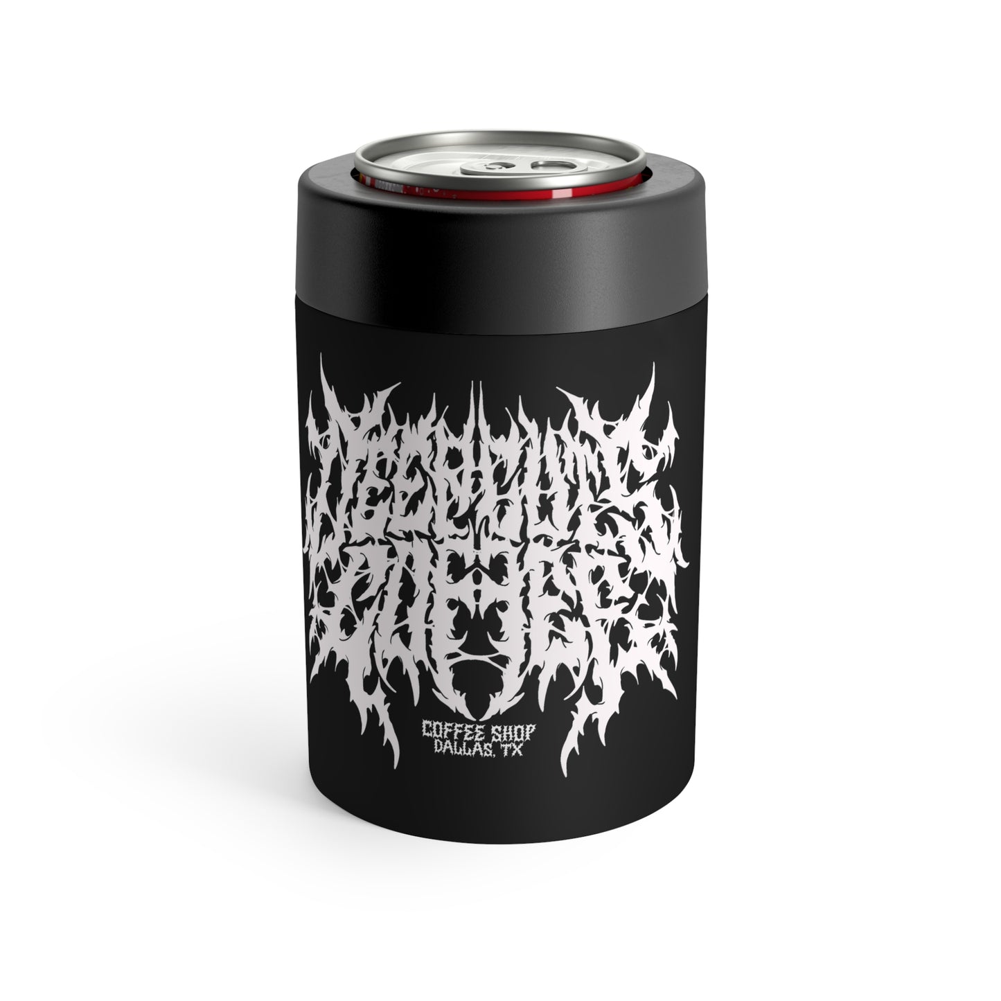 Black Metal Logo Can Cooler