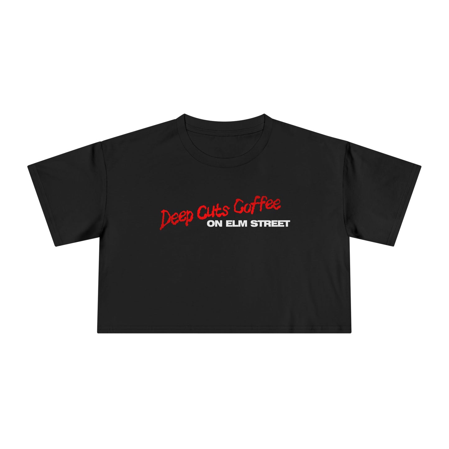 Deep Cuts Coffee on Elm Street Women's Crop Tee