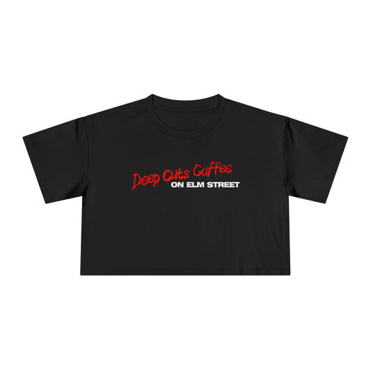 Deep Cuts Coffee on Elm Street Women's Crop Tee