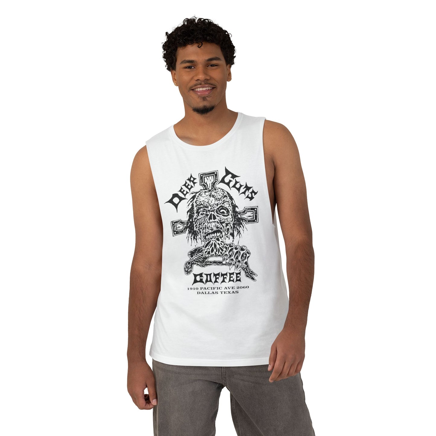 Zombie Skull Coffee Tank Top — Gothic Band-Style Graphic Muscle Tee
