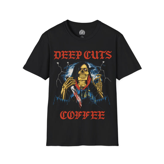 Deep Cuts Coffee Graphic T-Shirt by Disey Eight
