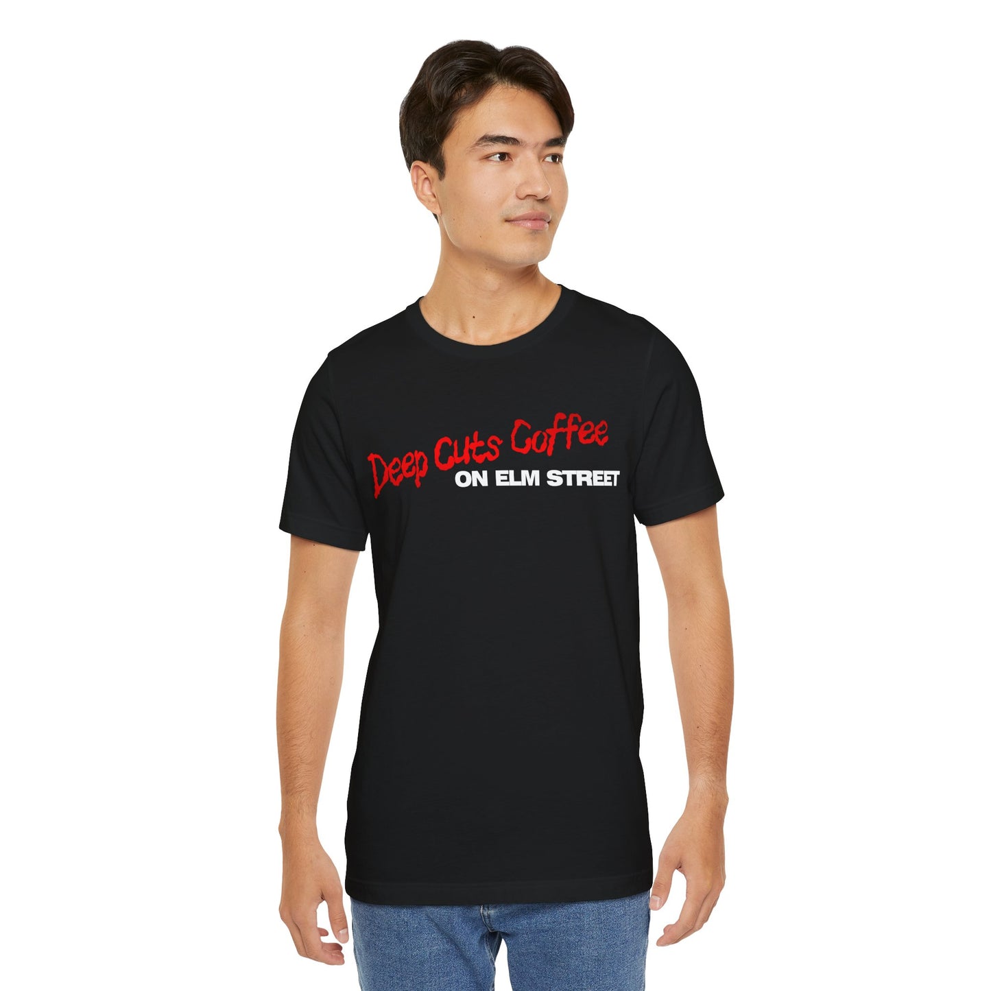 Deep Cuts Coffee on Elm Street Slim Fit Tee