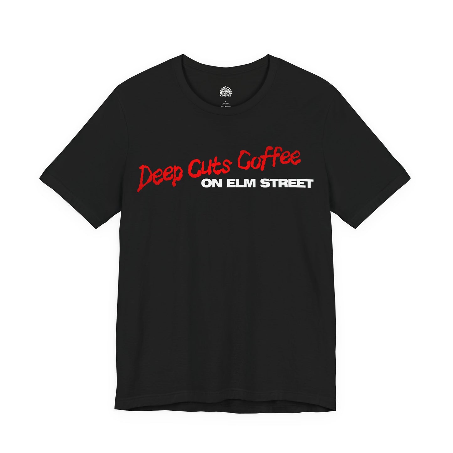 Deep Cuts Coffee on Elm Street Slim Fit Tee