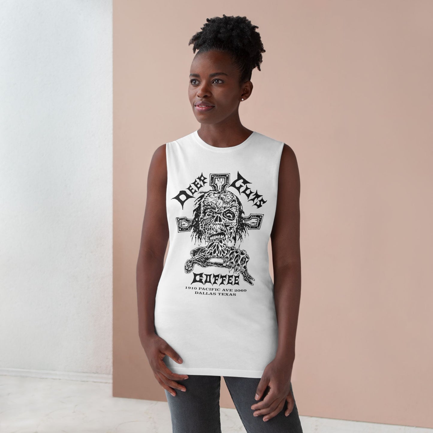 Zombie Skull Coffee Tank Top — Gothic Band-Style Graphic Muscle Tee