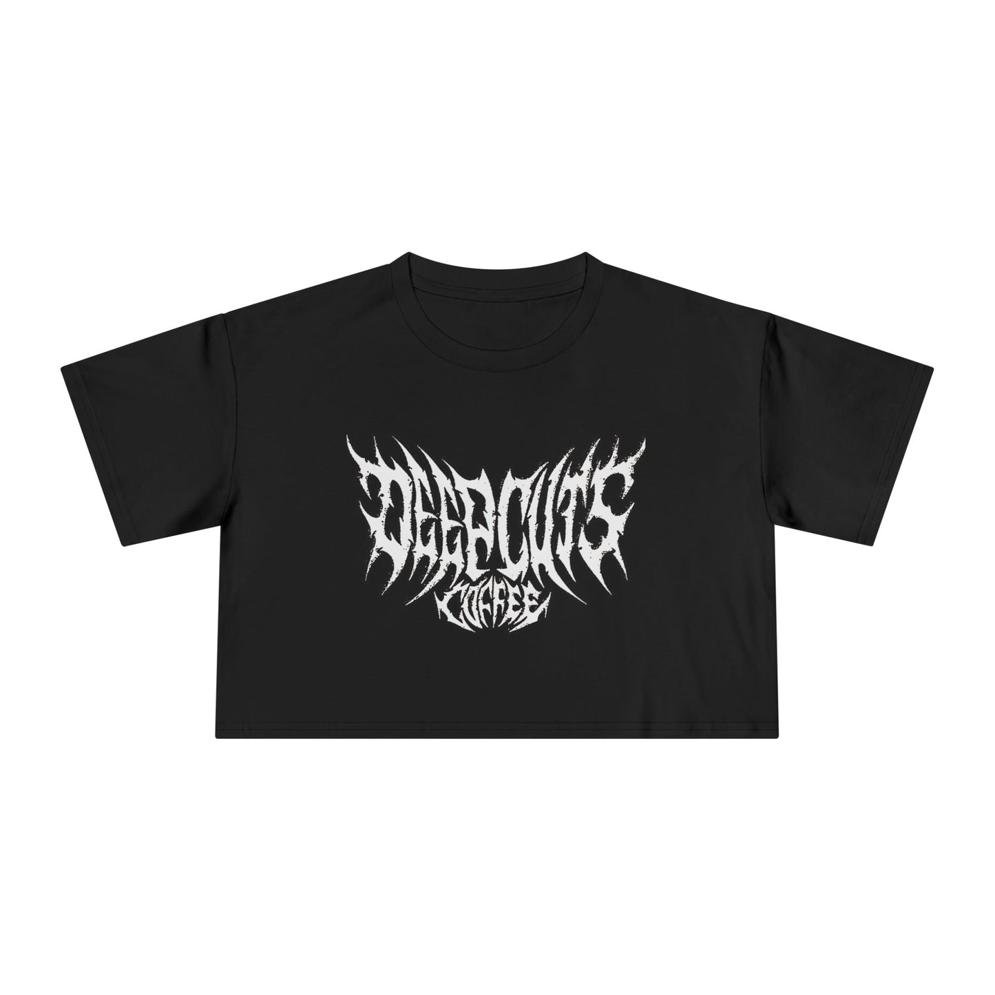 Metal Logo in White Crop Tee