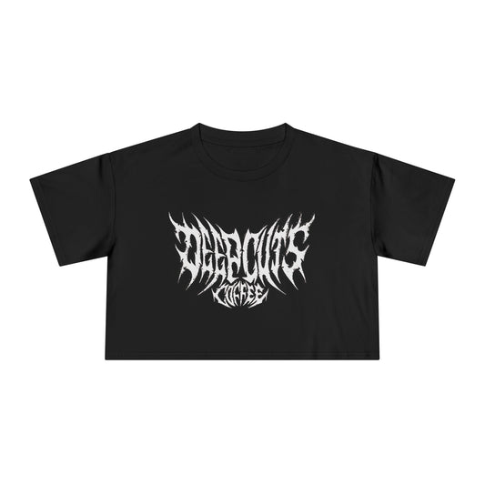 Metal Logo in White Crop Tee