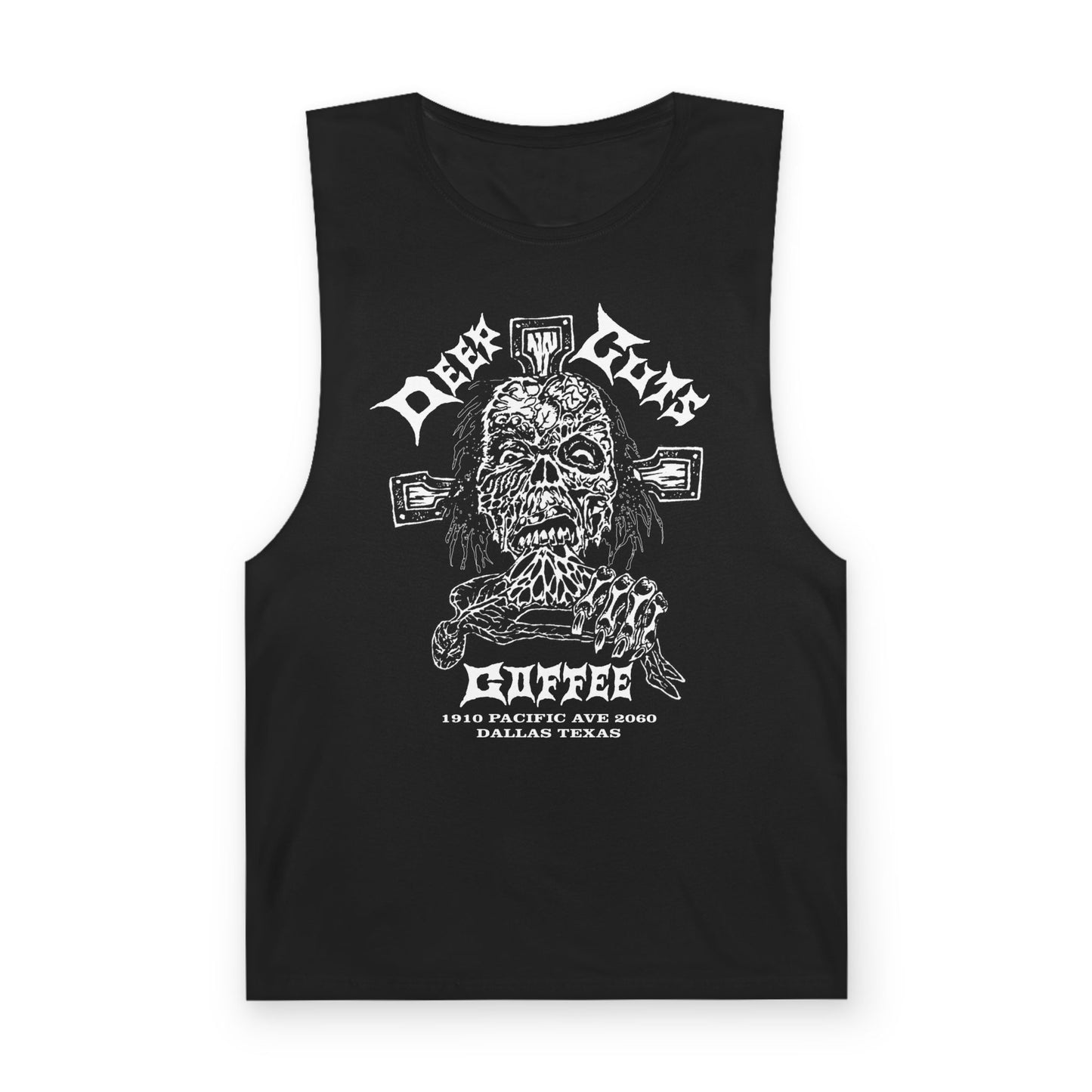 Zombie Skull Coffee Tank Top — Gothic Band-Style Graphic Muscle Tee