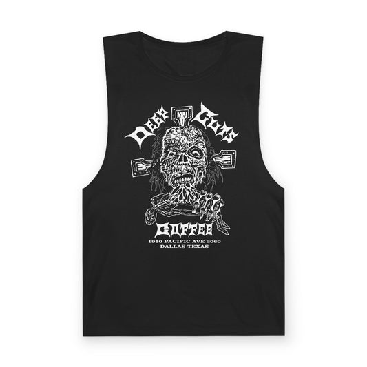 Zombie Skull Coffee Tank Top — Gothic Band-Style Graphic Muscle Tee