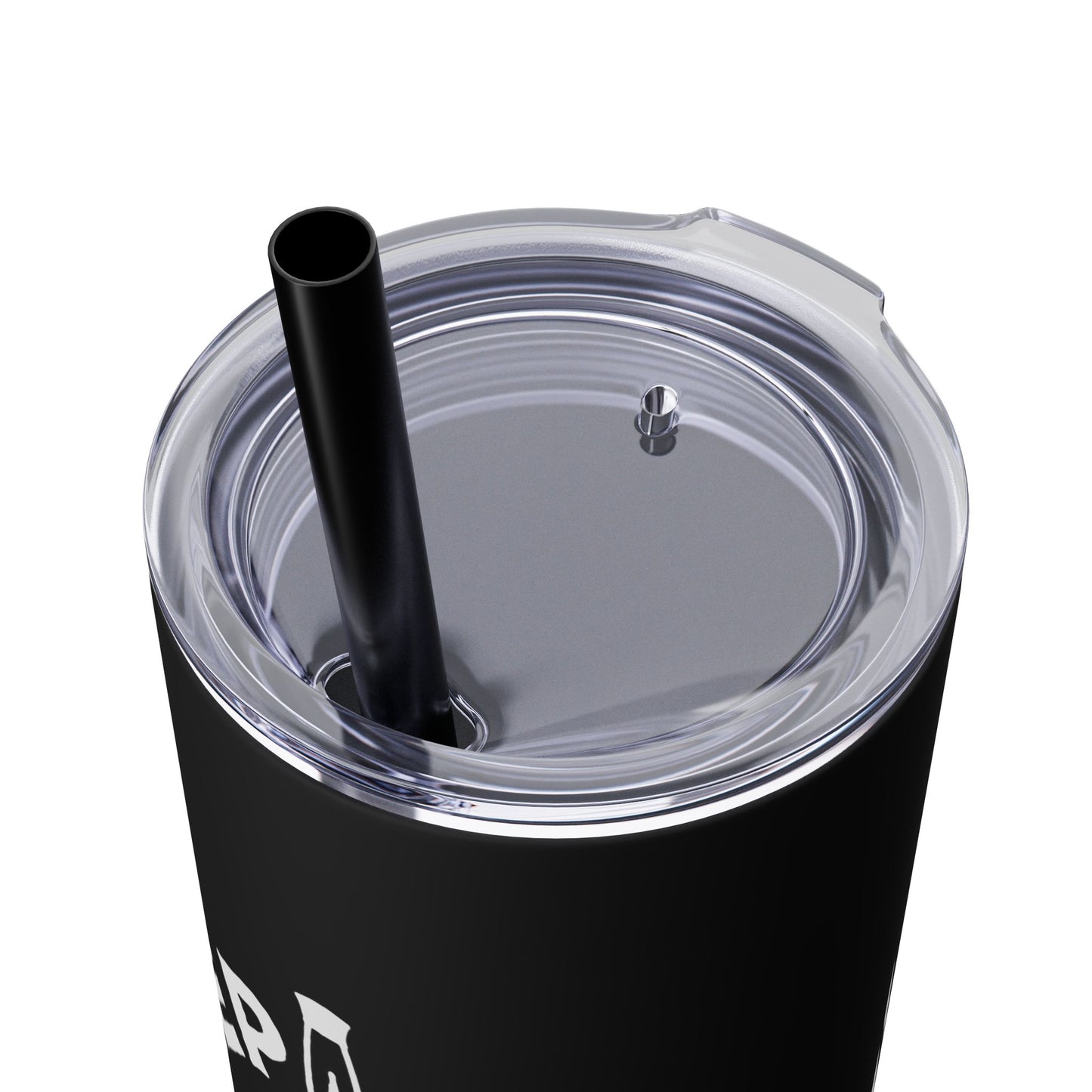 20oz Skinny Tumbler — 'Deep Cuts Coffee' Skull Logo Stainless Straw Cup