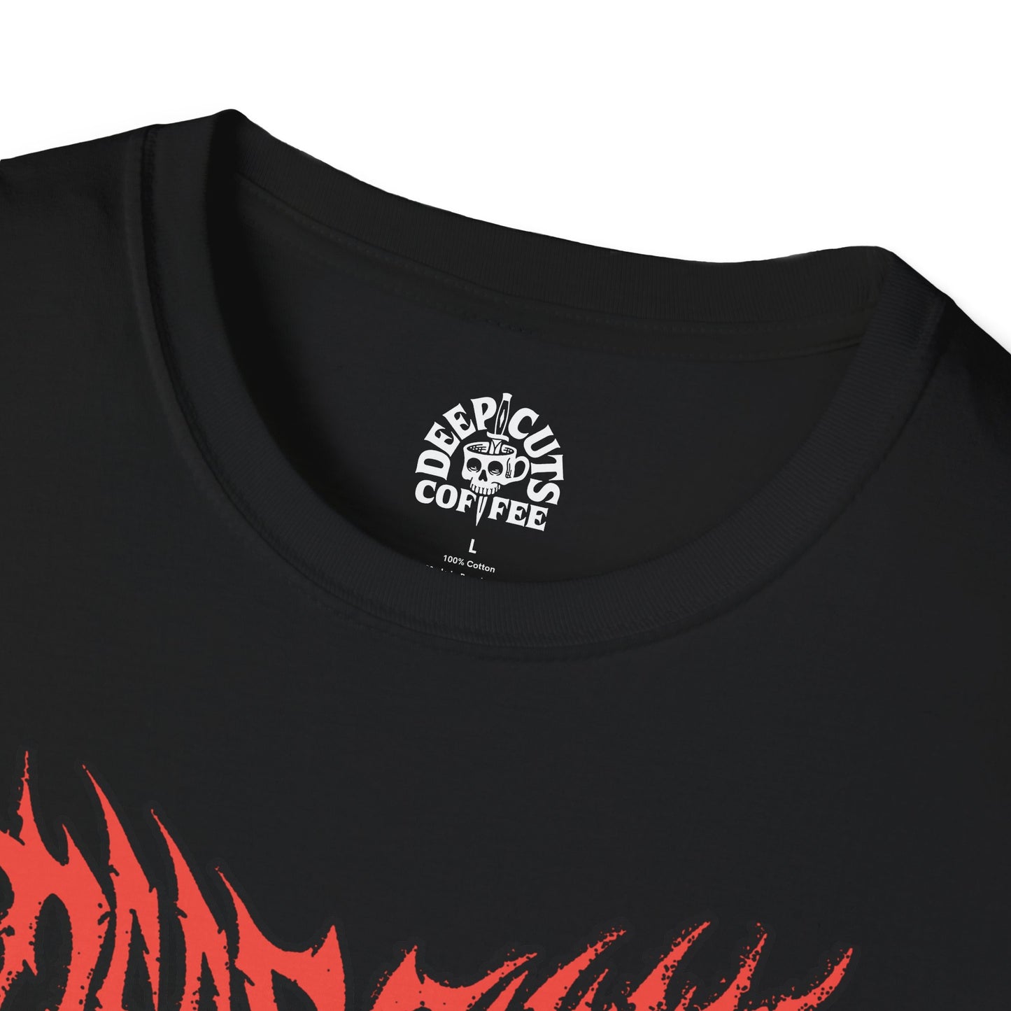Deep Cuts Coffee Hardcore Shirt, Artwork by Sandy Rezalmi