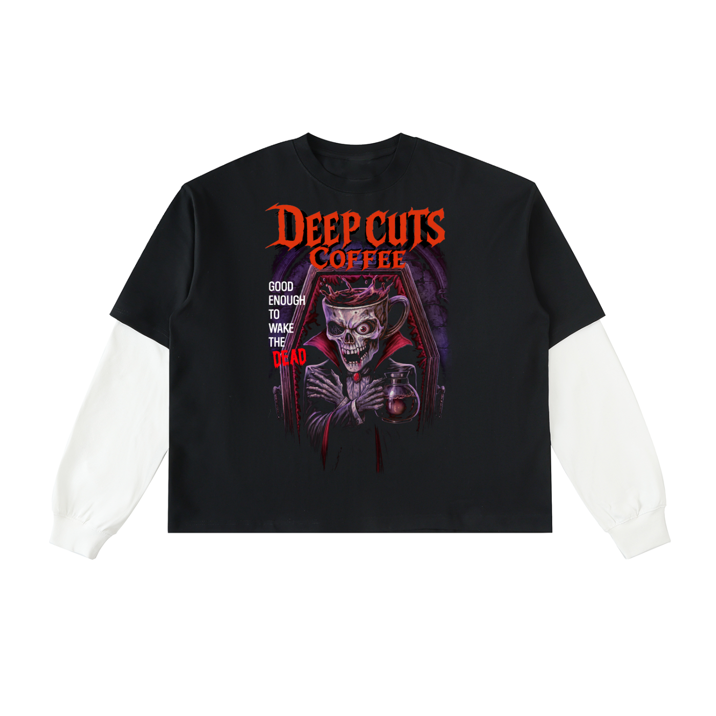 Layered Contrast Sleeve Cotton T-Shirt