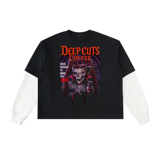 Layered Contrast Sleeve Cotton T-Shirt